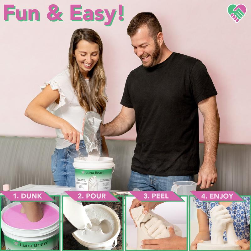 Luna Bean Hand Casting Kit – Christmas Couples Gifts Idea, Anniversary for Couple Gift, Fun Date Night Ideas, Gift for Women and Men, Hand Molding Kit