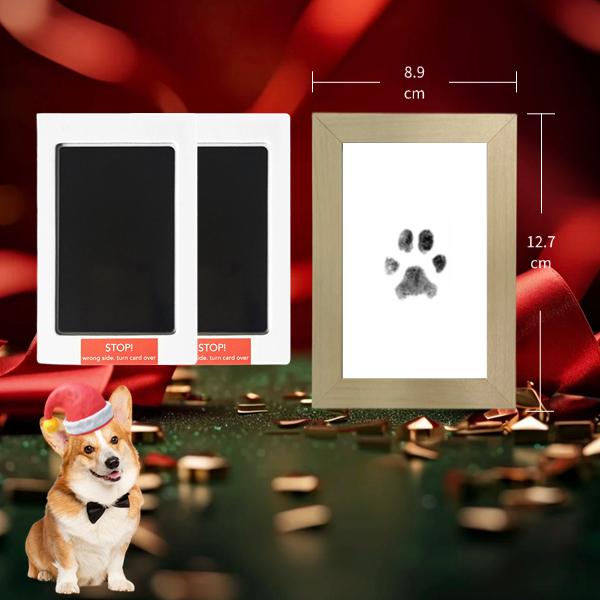 Pet Paw Print Kit with Frame, No-Mess Clean-Touch Ink Pad with Imprint Cards, DIY Inkless Paw and Nose Print Impression Set, Pet Owner Keepsake,Chrismas gift