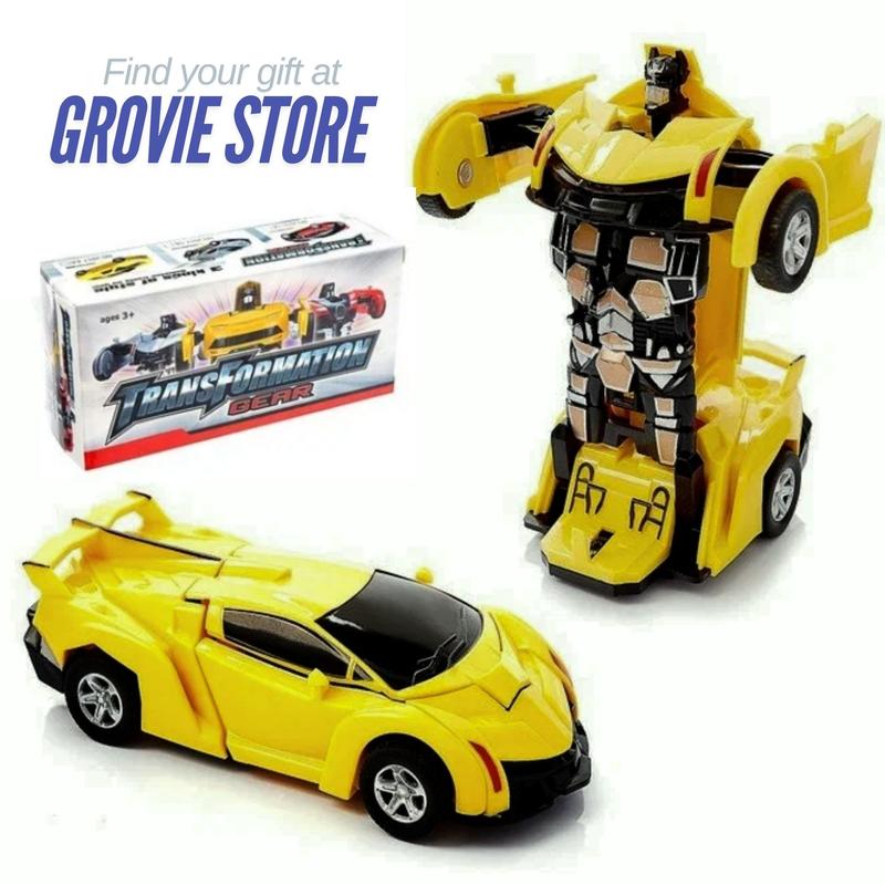 GROVIE Transforming Robot Car 2 in 1 Friction Model Toy Yellow Color | Deforming Transformer Car Toy | for Boys Girls Children Toy Best Gift for Christmas Birthday 3+ Years Old Yellow