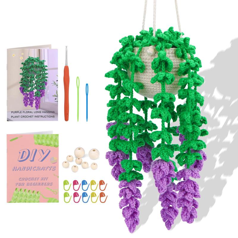 DIY Plant Hanging Craft Kit, 1 Set Funny Handmade Crochet Plant Hanging Craft Kit, Home Decoration Supplies for Indoor & Outdoor