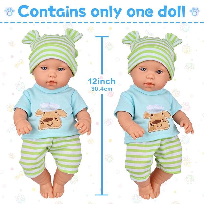 12 Inch Lifelike Newborn Doll, Realistic Faux Doll With Clothes, Pacifier, Bottle, Rabbit Doll, Soft Squeezable Body, Suitable for Gifts