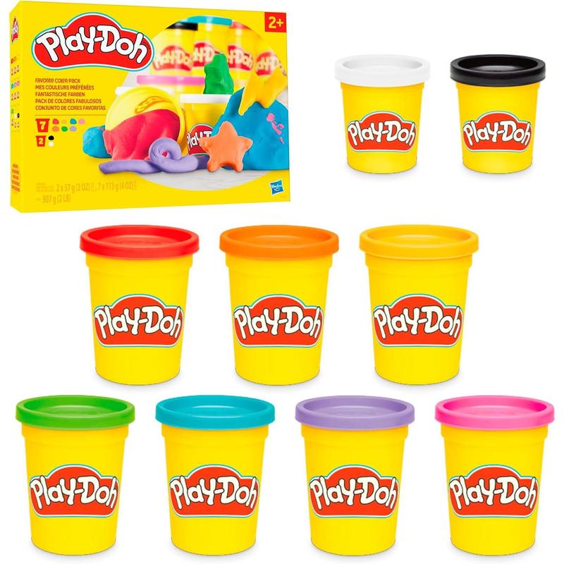 Play-Doh 9 Pack Favorite Color Set, Assorted Colors, 2 & 4 Ounce Modeling Compound Cans, Kids Arts & Crafts, Preschool Toys for 2 Year Old Girls & Boys & Up ( Exclusive)