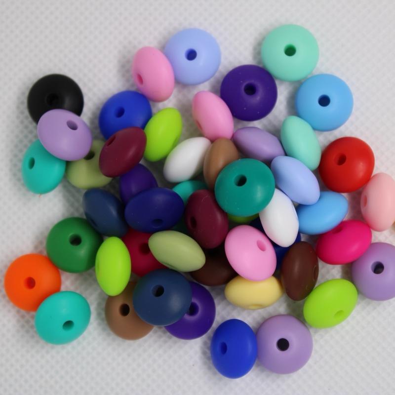 Silicone Lentil 12mm Multicolor 50 Count Bag Pen Beading Crafting Jewelry Making Wristlet