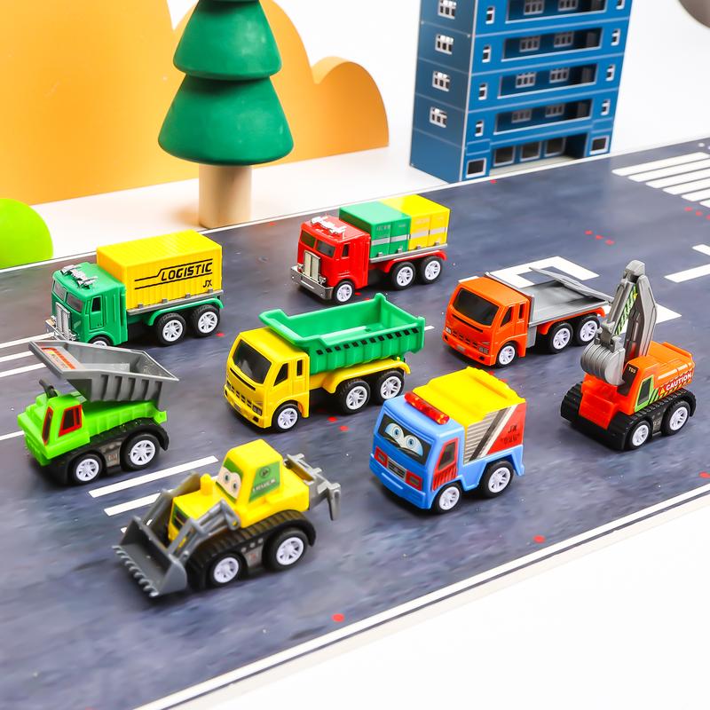 4 PCS Pull Back Car, Construction Truck Vehicle Playset Educational Pretend Play Party Favors(Styles May Vary)