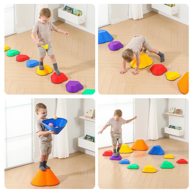 12 25 Heart-Shaped Sensory Stepping Stones，Promote Coordination and Strength Child Safe Rubber Outdoor and Indoor, Non-Slip Side Sensory Stepping Stones, Indoor and Outdoor Play Equipment Set,River Rock Toys to d der christmas 2024 ornament