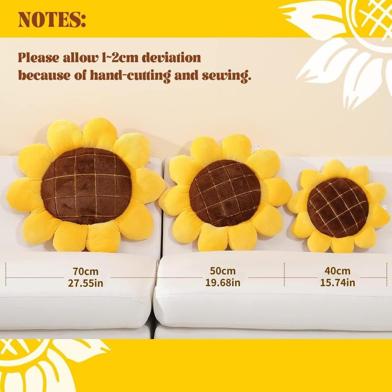 Sunflower Design Plush Pillow, Soft Stuffed Toy, Cute Plush for Kids and Adults, Comfortable Soft Plush for Home Decor, Home Items