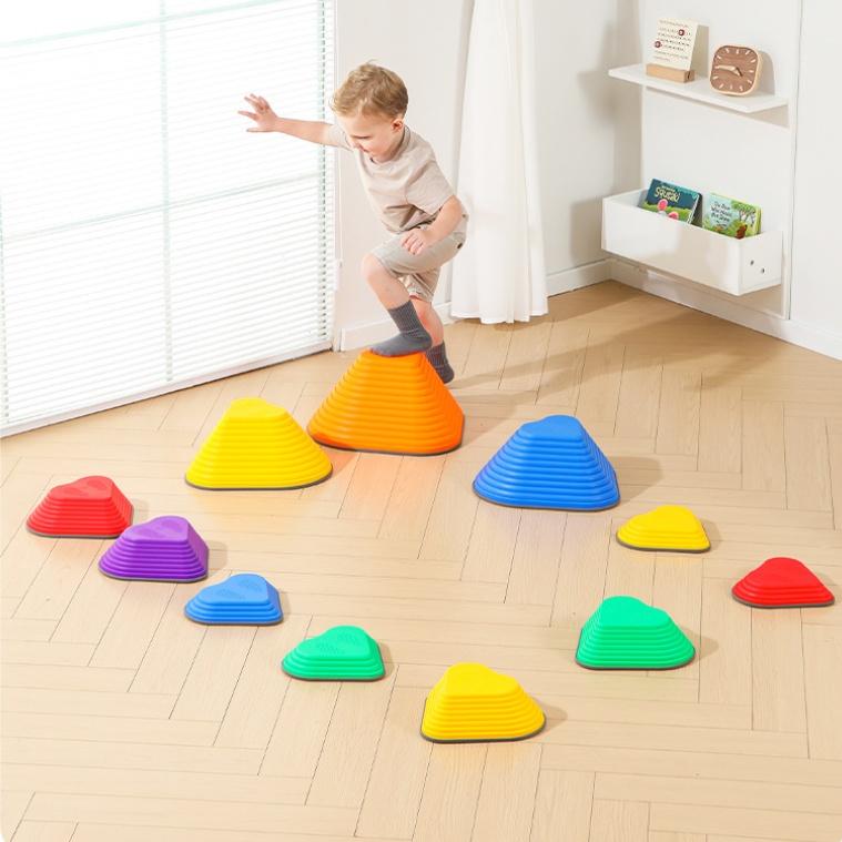 12 25 Heart-Shaped Sensory Stepping Stones，Promote Coordination and Strength Child Safe Rubber Outdoor and Indoor, Non-Slip Side Sensory Stepping Stones, Indoor and Outdoor Play Equipment Set,River Rock Toys to d der christmas 2024 ornament