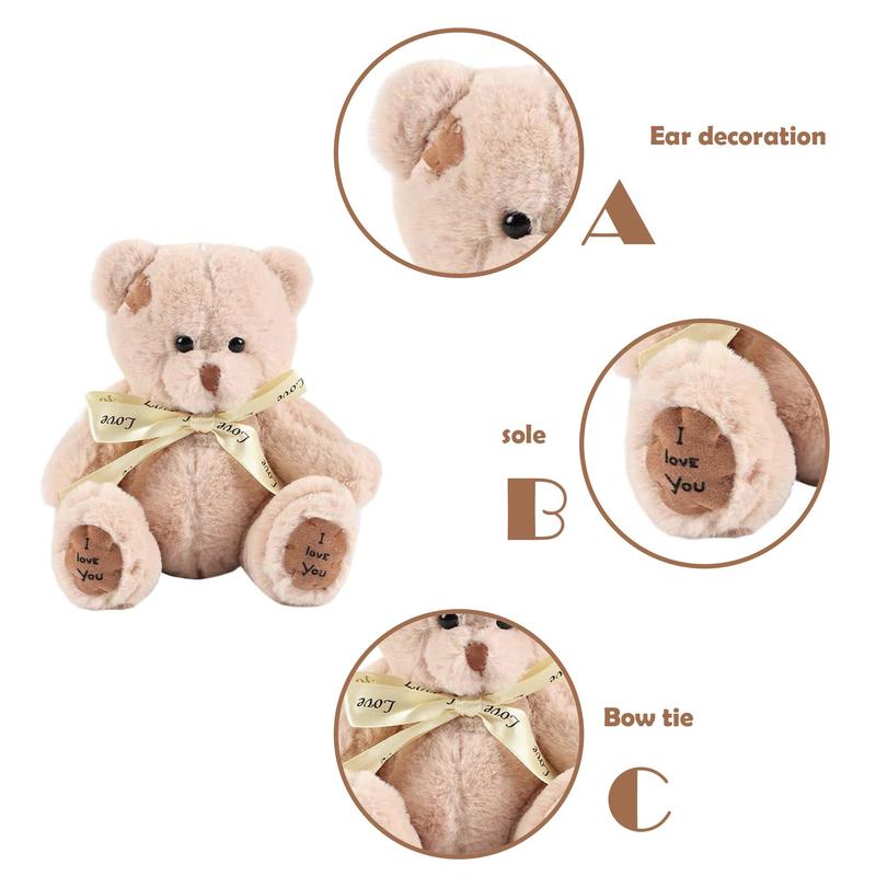 17cm 6.69in Teddy Bear Plush Toys Cute Bow Tie Bear Stuffed Animal Toys Available in Three Colours Gift For Christmas Birthday Mother's Day