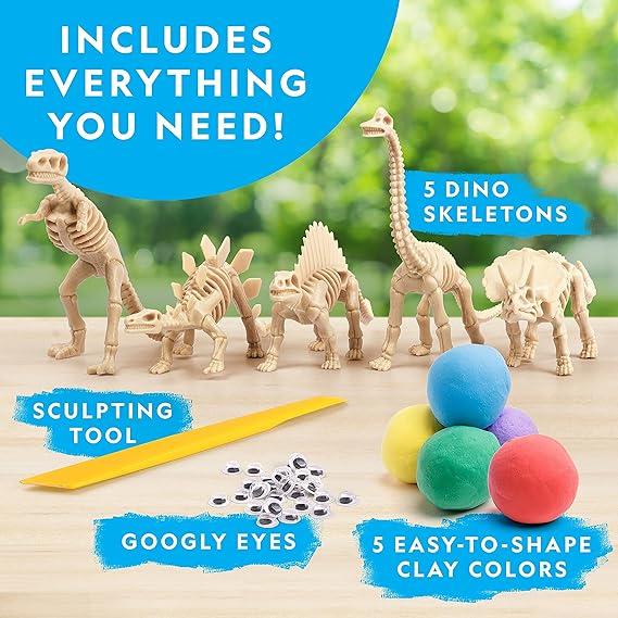 24 Pack Dinosaur DIY Craft 48 Pcs Build Dinosaur Craft Kit Decoration Air Dry Modeling Clay for Holiday Party DIY Gift Indoor Outdoor Decoration