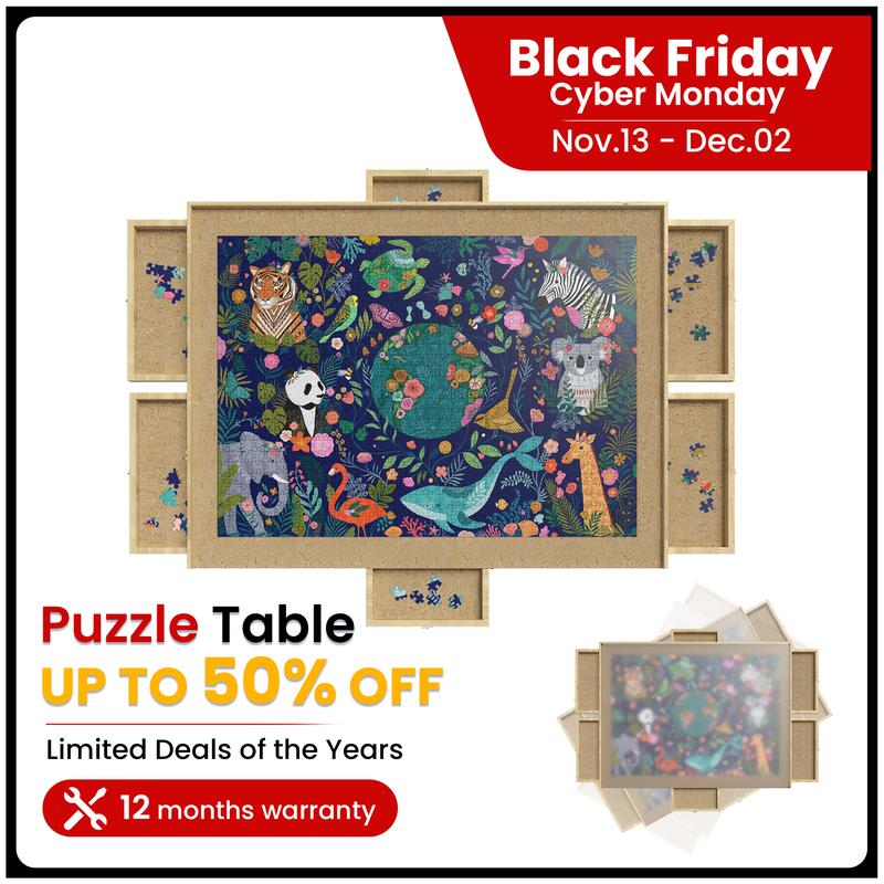 Wooden Jigsaw Puzzle Table with 6 Drawers - Puzzle Board 1000 Pieces 31