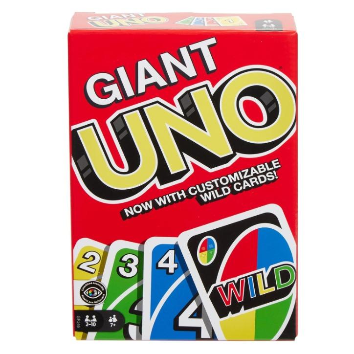 Mattel Games ​Giant UNO Official Card Game for Kids, Adults & Family Night, Oversized Cards & Customizable Wild Cards for 2-10 Players