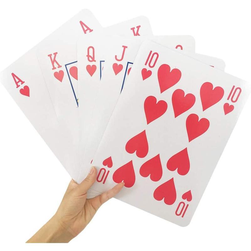 Jumbo Giant Playing Card Deck - 8X11 Inch Large Oversized Cards - Super Big Game Theme Full Deck -  Adults, Casino Party Decorations