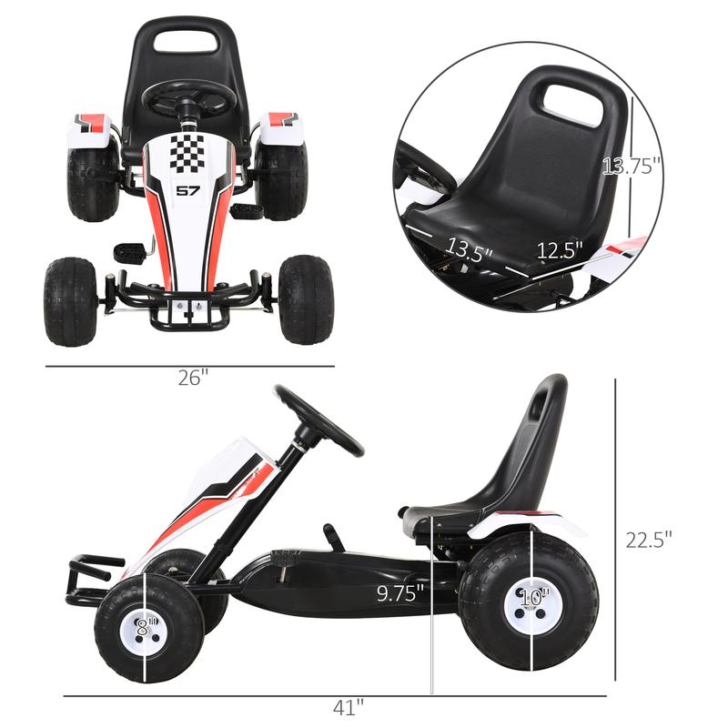 Aosom Go Kart for Kids, Pedal, Go Kart with Adjustable Seat, EVA Wheels, Forward, Backward, Ride on Car for Boys and Girls 3-6 Years Old