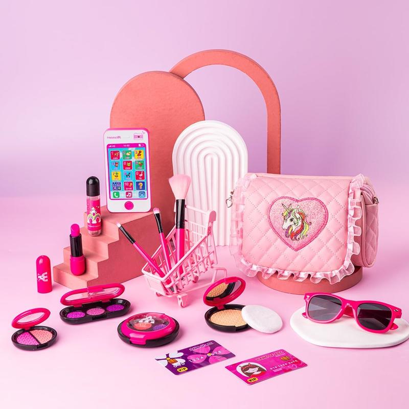 Toddler Girls Gift Idea for Birthday Christmas, Pretend Makeup Kit for Girls with My First Purse Toy, Makeup for Kids