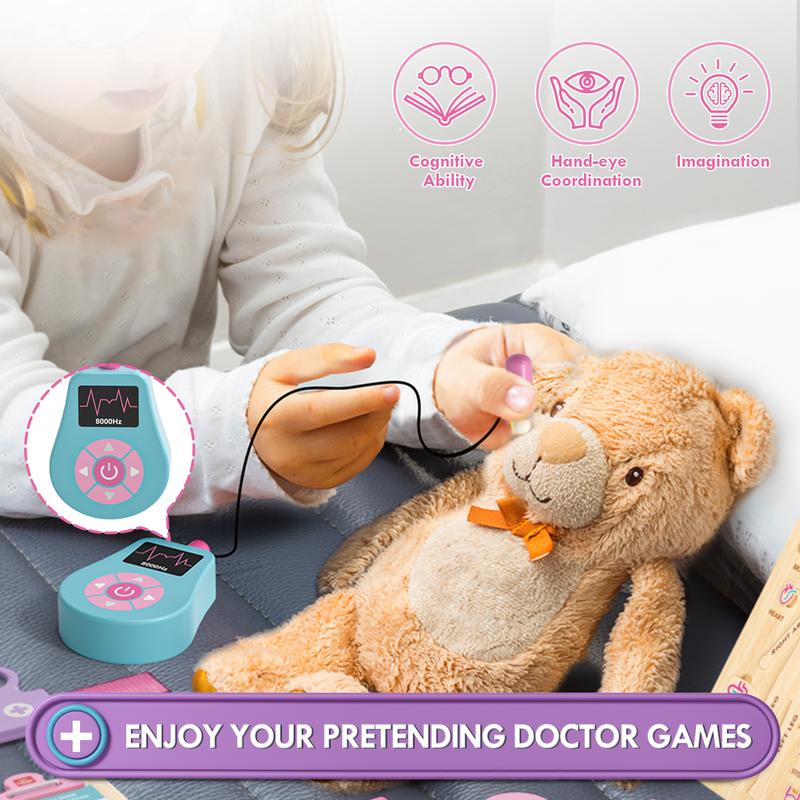 Lehoo Castle Doctor Kit for Kids, 23Pcs Kids Doctor Playset Kit with Storage Bag & Real Stethoscope Toy, for Girls Fun Role Playing Game, Doctor Play Gift for Kids multicoloured city simulation