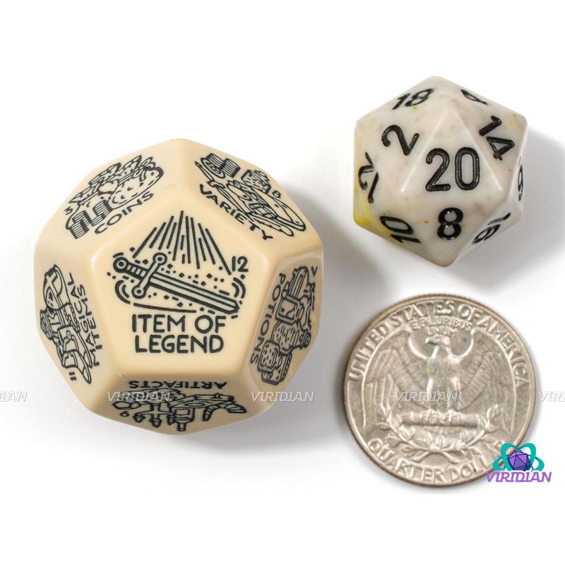 Treasure Generator Die | Random D&D Loot Reward Trove Dice, 30mm | Giant Acrylic D12 (1)