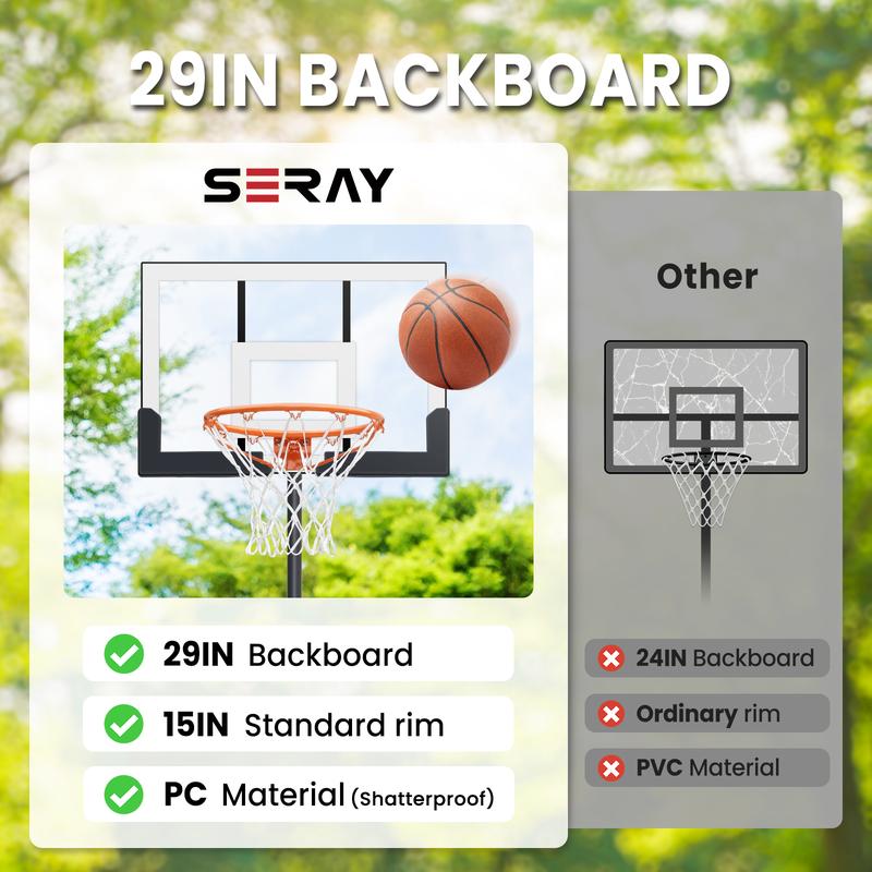 Seray Kids Basketball Hoop, 3.2 to 7.2FT Adjustable Height, Swimming Pool Basketball Hoop Outdoor 28in Backboard for Kids Adults Indoor Outdoor