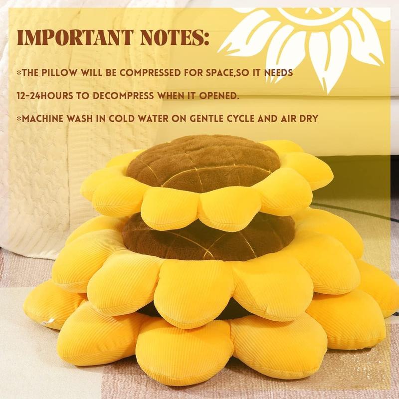 Sunflower Design Plush Pillow, Soft Stuffed Toy, Cute Plush for Kids and Adults, Comfortable Soft Plush for Home Decor, Home Items