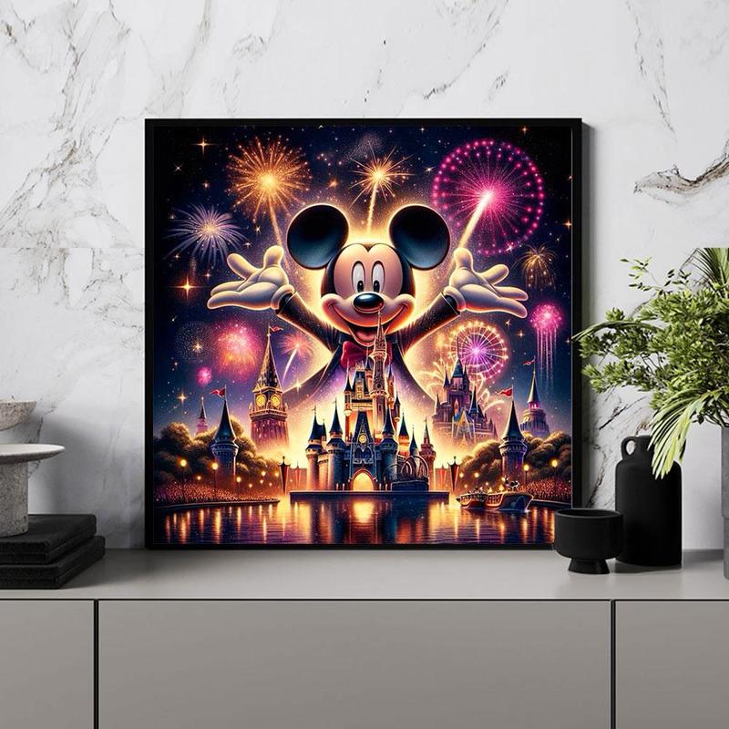 Mouse Pattern DIY Diamond Arts Colorful Painting Kit without Frame, DIY 5D Fantasy Landscape Diamond Arts Colorful Painting Kit for Beginners