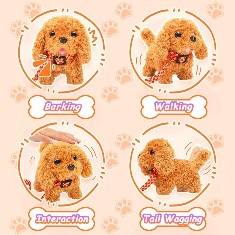 Plush Toys Puppy   Dogs That Walk and Bark,Tail Wagging  Dog Interactive Dog  for  with Leash,Easter Christmas Birthday Gift for