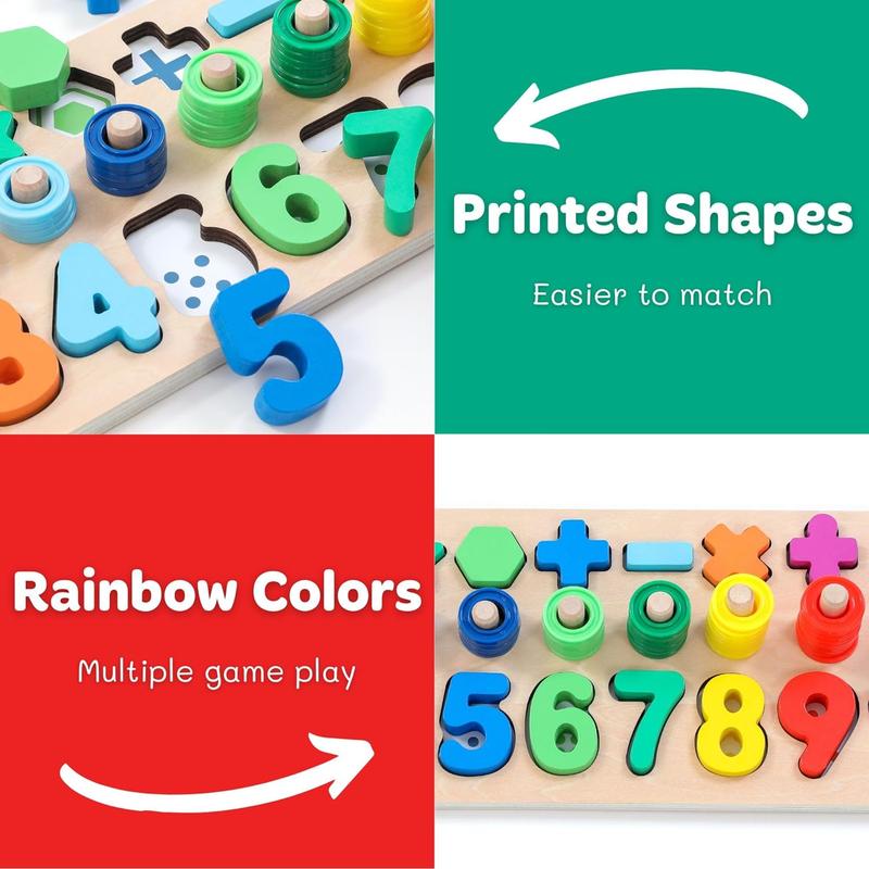 Wooden Montessori Toys Number Puzzles Sorter Counting Shape  Stacking Game Toys for Boy Girl Learning Education Math Toys