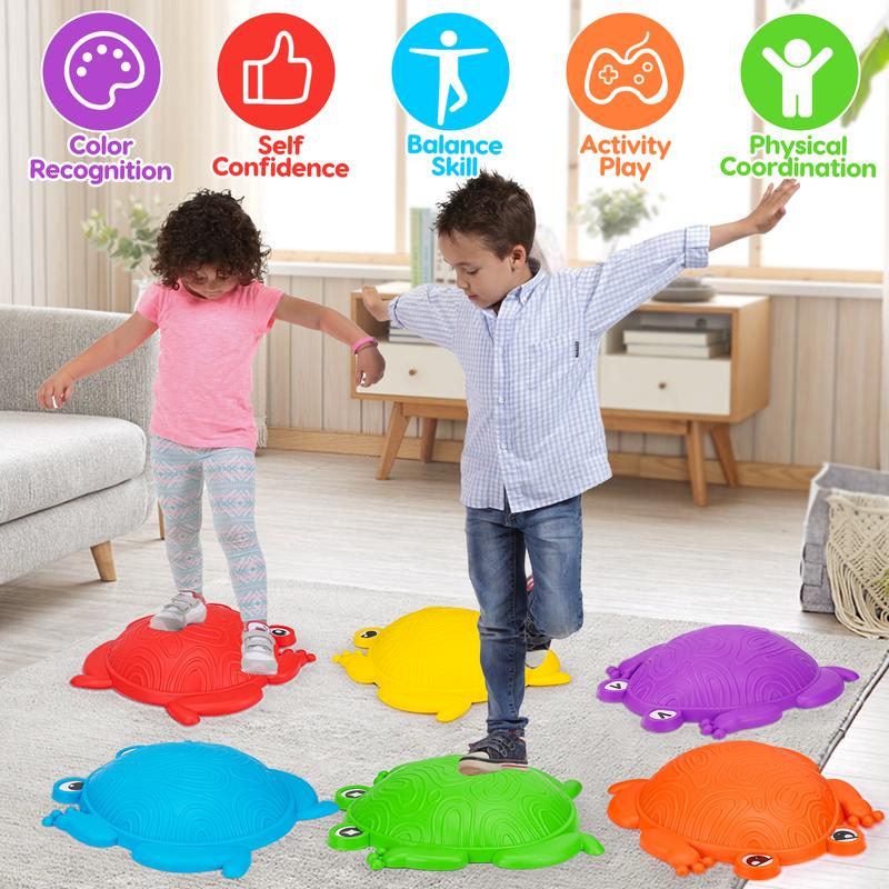 Stepping Stones  for Boys Girls 6Pcs Plastic Balance Stones Obstacle Course Frog Jumping Step Stone Up to 265lbs Indoor Outdoor Sensory Play Toys Outside Game for Coordination Skil