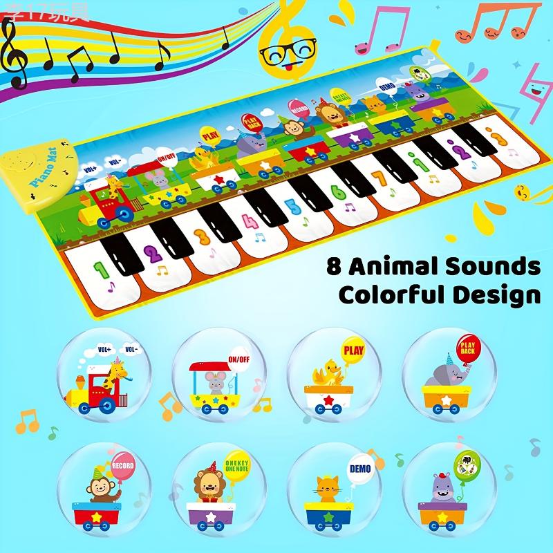 10 Songs & 8 Animal Sounds Musical Piano Mat for Kids, Floor Dance Toy with 5 Modes, Children's Keyboard Blanket Music Touch Game Mat