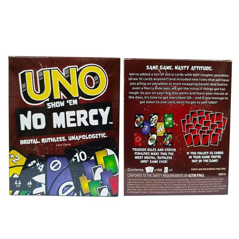 UNO, Show 'em No Mercy, Game Card, kids Adults, Family Night, 2-10 Players, lconic Characters, Engaging Gameplay, Develop Strategies & Skills Sticker