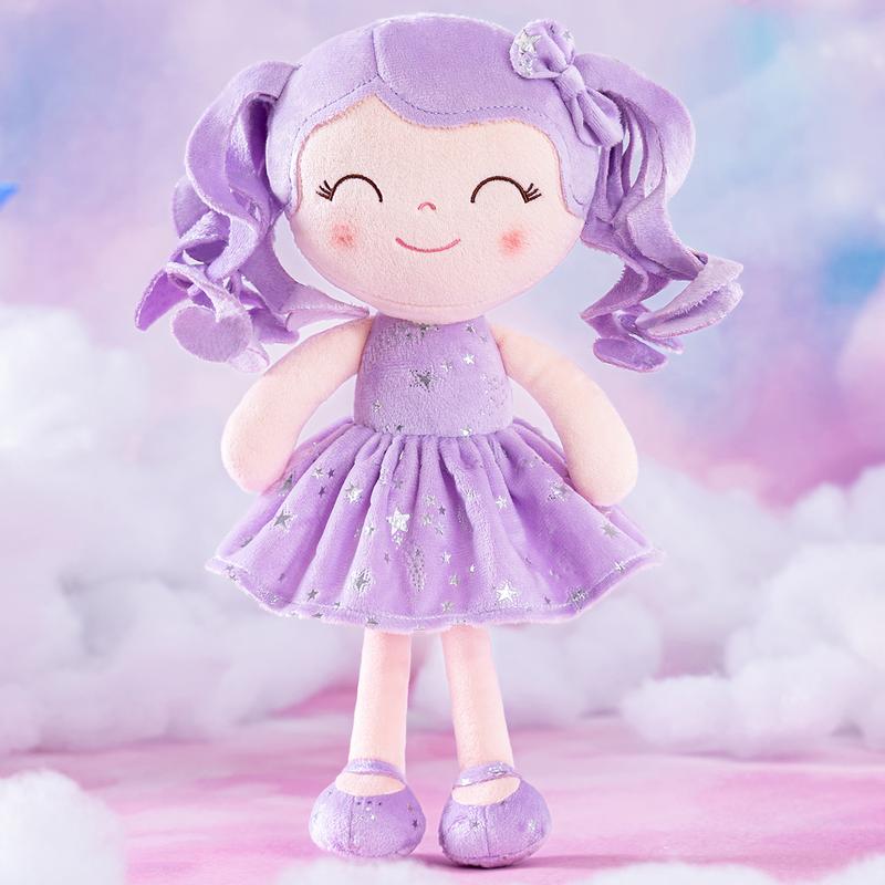 Plush Doll Baby Dolls Soft Dolls Baby Girl Gifts Curly Hair Plush Figures Curly Hair Starry Sky Series Purple Stars(New)  12 inches