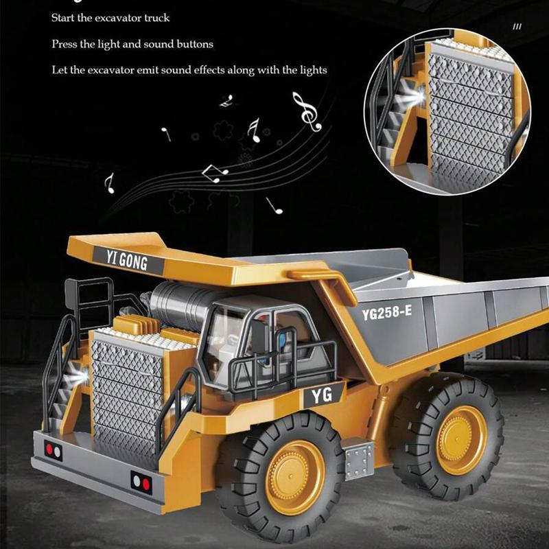 9 Channels 2.4g Mining Dump Truck, 1 Box Plastic Alloy Engineering Car Model with Light & Sound Effects, Indoor & Outdoor Toy Cars for Kids