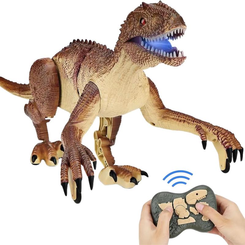 RC Dinosaur Toy for Kids - Build a large walking Velociraptor dinosaur with lights and sounds, a great birthday gift for boys and girls ages 3-12