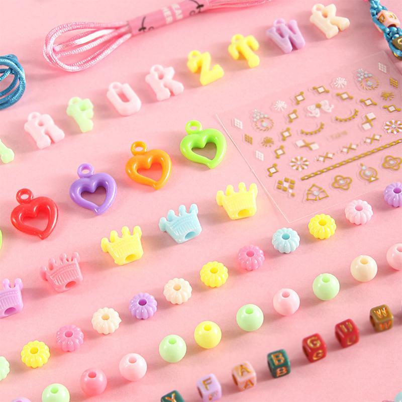 DIY Beaded Jewelry Making Kit, 1 Box Accessories Making Kit for Kids, Educational Handmade Toy, Beaded Bracelet Necklace Jewelry Nail Sticker Set, Christmas Gift