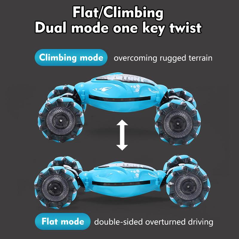 Gesture RC Car Hand-controlled Stunt Car, Flat Climbing Dual Mode, Remote Control Gesture Sensor Toy Car Dual Control, LED Lights, 2 Types of Tires, Suitable for Birthday Gifts