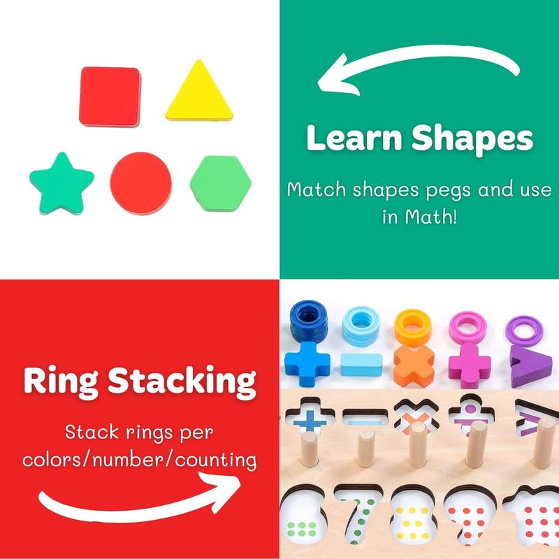 Wooden Montessori Toys Number Puzzles Sorter Counting Shape  Stacking Game Toys for Boy Girl Learning Education Math Toys