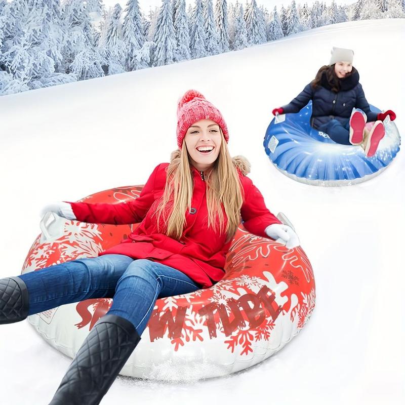 Inflatable Circle Snow Sled, 1 Count Durable Snow Tube with Anti-leakage Nozzle & Handle, Outdoor Winter Sled Sports Supplies, Christmas Gift