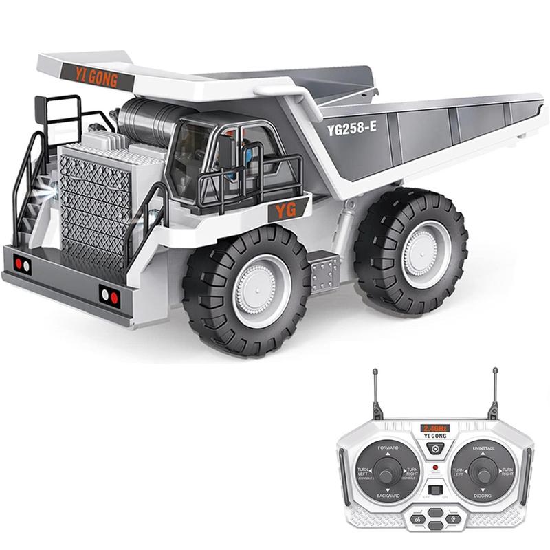 9 Channels 2.4g Mining Dump Truck, 1 Box Plastic Alloy Engineering Car Model with Light & Sound Effects, Indoor & Outdoor Toy Cars for Kids