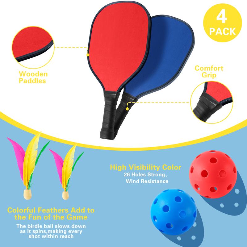 Lilypelle Portable Pickleball with Net, A Racket Game That Combines Pickleball, Badminton, and Tennis, Backyard Games Sport Outdoor Indoor,Fun Games for Adults and Family, Best Gifts