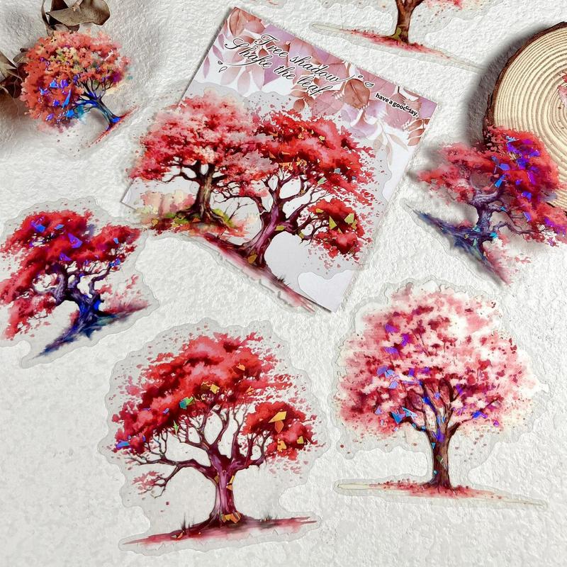 Jungle Tree Pattern Sticker, 10pcs set Scrapbooking & Journal Making Material Paper, DIY Decorative Sticker for Stationery Computer Water Bottle