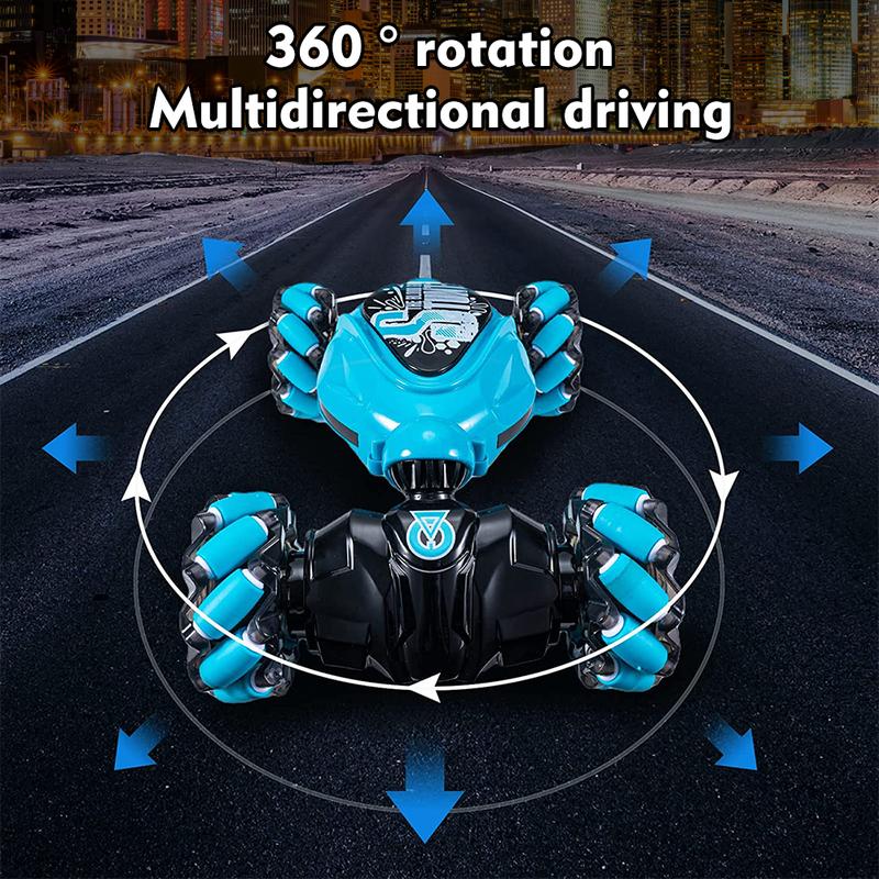 Gesture RC Car Hand-controlled Stunt Car, Flat Climbing Dual Mode, Remote Control Gesture Sensor Toy Car Dual Control, LED Lights, 2 Types of Tires, Suitable for Birthday Gifts