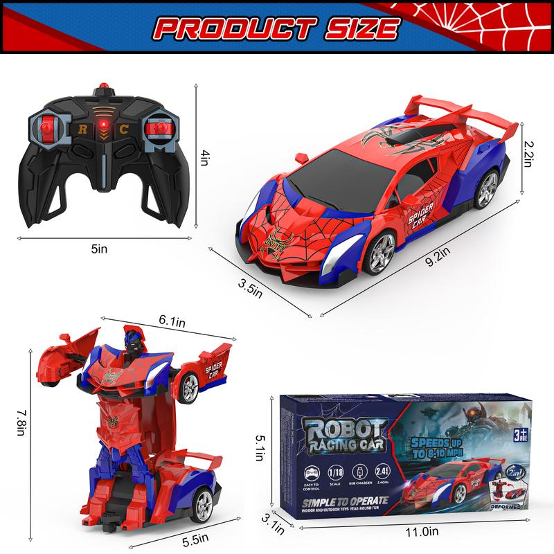 BLUEJAY Transform Rc Cars, 2.4Ghz Remote Control Car 1:18 Scale Transforming Robot, One-Button Deformation 360° Rotation Car Toy Gifts. control car transformer  car train toy remote  control remote  control Transform RC