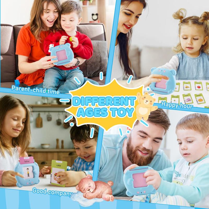 224 510 Words Alphabet Bilingual TalkingHash Cards for 3-8 Years Toddlers,Pocket Speech Buddy Therapy AutismToyS, Educational Learning InteractiveToy for Boys Girls Kids Gifts Blue