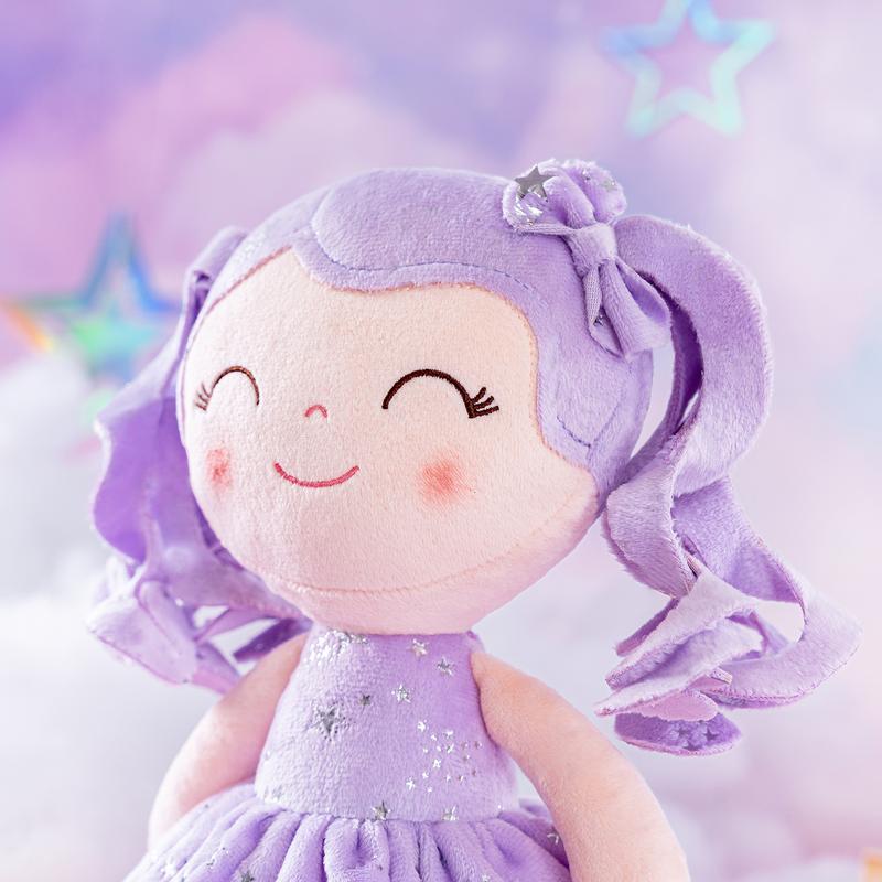 Plush Doll Baby Dolls Soft Dolls Baby Girl Gifts Curly Hair Plush Figures Curly Hair Starry Sky Series Purple Stars(New)  12 inches