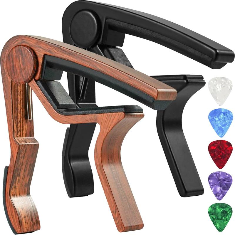 Guitar Capo for Acoustic and Electric Guitar with 5 picks (2 pack)