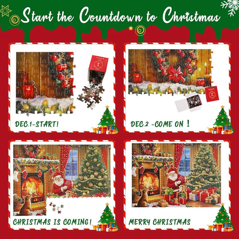 Puzzle Advent Calendar 2024, Advent Puzzles for Adults Kids 2024, 1008 Pieces Christmas Countdown Calendar 2024, Santa Claus Home Advent Calendar Jigsaw Puzzle christmas gift xmas decoration