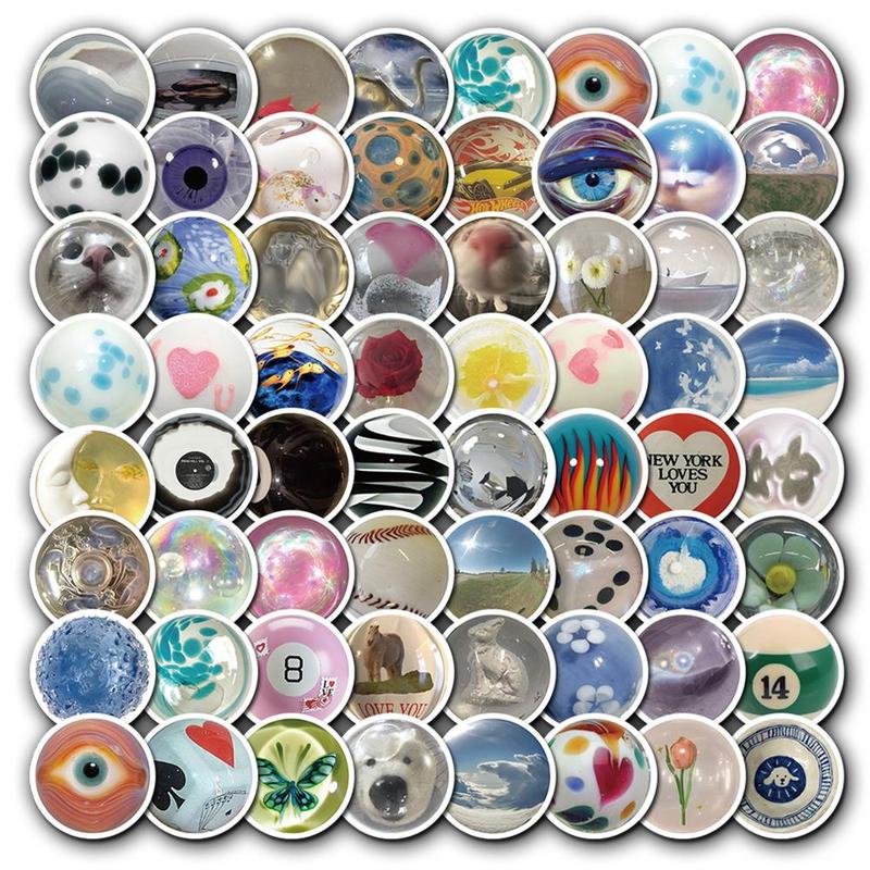 Mixed Pattern Round Sticker, 60pcs set Self Adhesive Decorative Sticker, DIY Decal for Water Bottle & Phone Case & Scrapbook & Journal Making