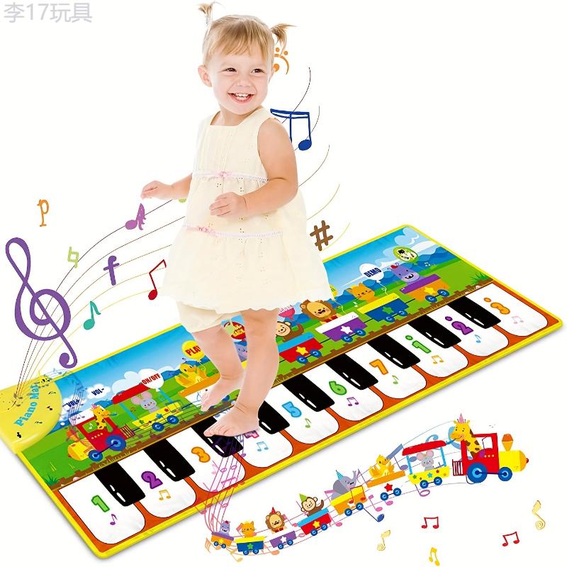 10 Songs & 8 Animal Sounds Musical Piano Mat for Kids, Floor Dance Toy with 5 Modes, Children's Keyboard Blanket Music Touch Game Mat