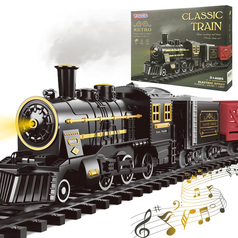 Christmas Train Set, Christmas Tree Train Toys for Boys with Steam Smoke, Lights and Sound, Christmas Train Sets for Around The Tree, Toddler Model Trains for 3 4 5+Kids Toddlers Christmas Toys