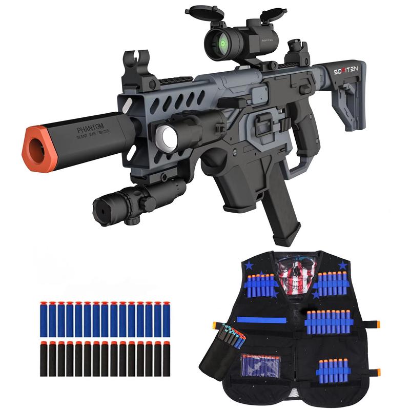 Automatic Sniper Rifle Toy Gun Set, Including 1 Count Toy Gun & 1 Count Tactical Vest & 20 Darts, Shooting Activity Game