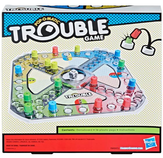 Hasbro Gaming Trouble Board Game for Kids Ages 5 and Up 2-4 Players (Packaging may vary)