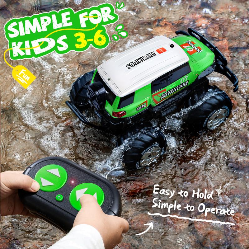 Ruko 1601AMP Amphibious RC Trucks, 1:10 Large Waterproof Monster Truck for Boys, 4x4 Offroad RC Car, All Terrain Vehicle with 2 Rechargeable Batteries, Gifts for Kids